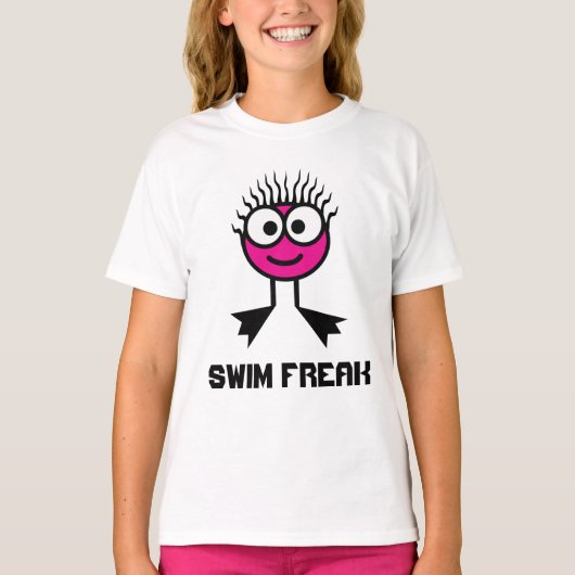 スイムフリーク – ピンクスイムキャラクター Tシャツ (正面)