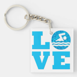 スイムラブスイミングとダイビングプールウォーター泳ぐ人 キーホルダー
