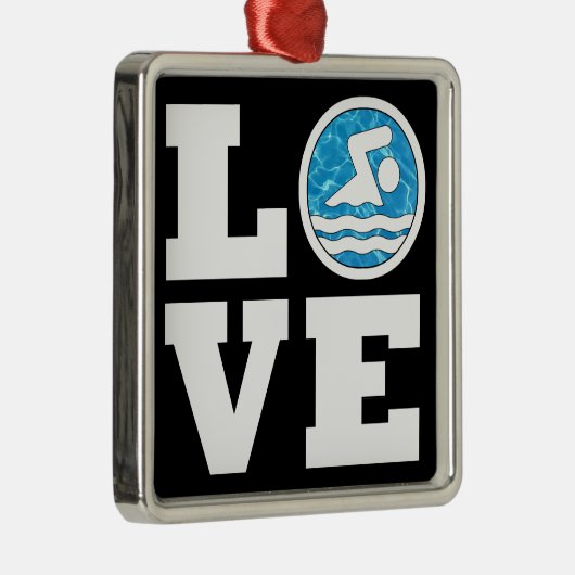 スイムラブスイミングダイビングコーチ泳ぐ人クリスマス メタルオーナメント (右)