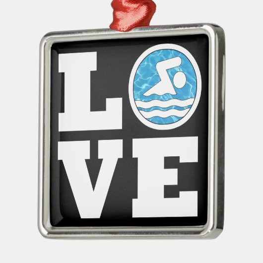スイムラブスイミングダイビングコーチ泳ぐ人クリスマス メタルオーナメント (左)
