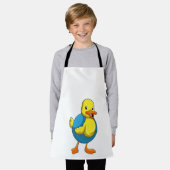 スイムリングで泳ぐアヒル エプロン (着用した状態)