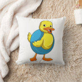 スイムリングで泳ぐアヒル クッション (ブランケット)