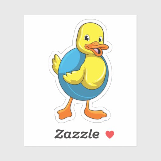 スイムリングで泳ぐアヒル シール (シート)