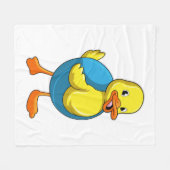 スイムリングで泳ぐアヒル フリースブランケット (正面(横))