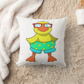 スイムリングとサングラス付きアヒル クッション (ブランケット)