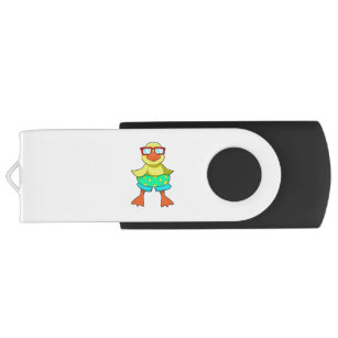 スイムリングとサングラス付きアヒル USBフラッシュドライブ