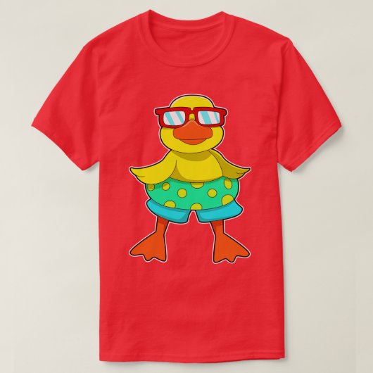 スイムリングサングラス付きアヒル Tシャツ (デザイン正面)