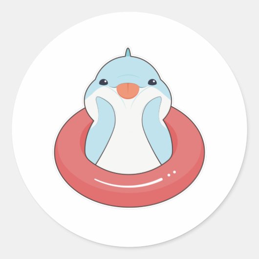 スイムリング付きイルカ ラウンドシール (正面)