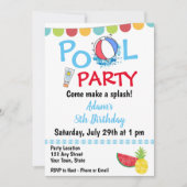 スイム誕生日招待状 招待状 (正面)