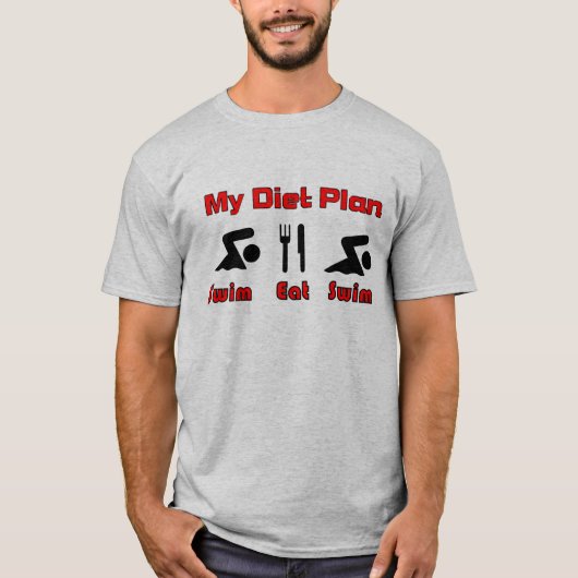 スイム食べスイムおもしろい- Swimming T Shirt Tシャツ (正面)