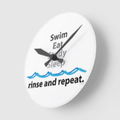 スイム食べ勉強スリープ ラウンド壁時計 (傾斜)