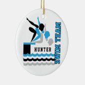 スイム/ダイブチーム – ベビーブルー – 少年 セラミックオーナメント (右)