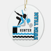 スイム/ダイブチーム – ベビーブルー – 少年 セラミックオーナメント (左)