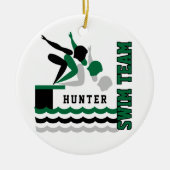 スイム/ダイブチーム – 緑 – 男の子 セラミックオーナメント (正面)