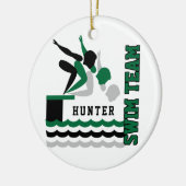 スイム/ダイブチーム – 緑 – 男の子 セラミックオーナメント (左)