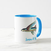 スイム&フライヴィンテージ飛んでいる魚 マグカップ (正面右)