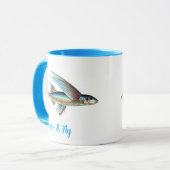 スイム&フライヴィンテージ飛んでいる魚 マグカップ (正面左)