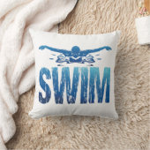 スイム – ヴィンテージ泳ぐ人 クッション (ブランケット)