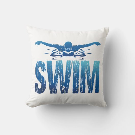 スイム – ヴィンテージ泳ぐ人 クッション (正面)