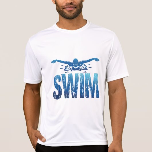 スイム – ヴィンテージ泳ぐ人 Tシャツ (正面)