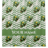 スイリの水色のシストライプのームス シャワーカーテン (正面)