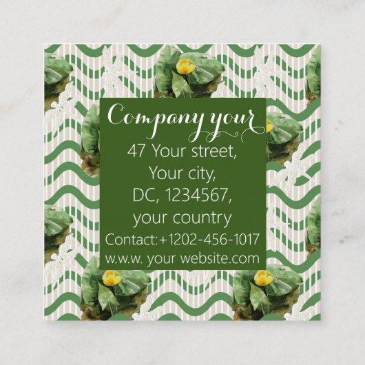 スイリの水色のシストライプのームス スクエア名刺 (裏面)