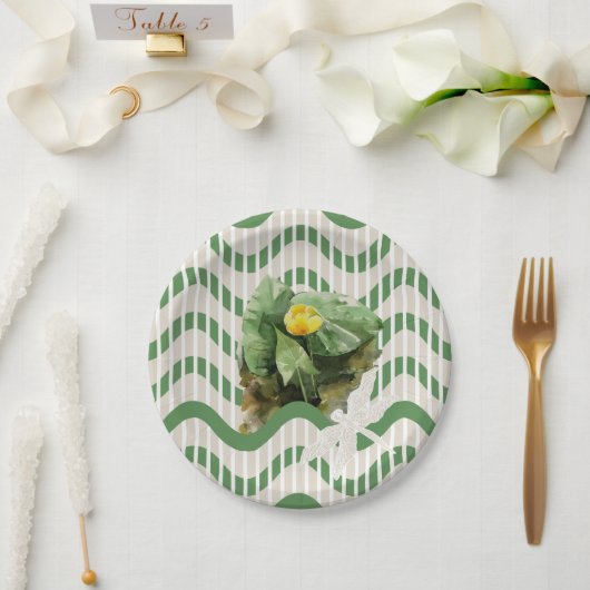 スイリの水色のシストライプのームス ペーパープレート (ウェディング)