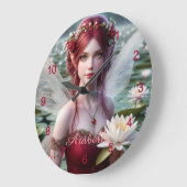 スイリーに咲く美しい7月の妖精 ラージ壁時計 (傾斜)