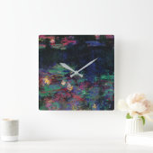 スイリーグリーンポンドクロードモネダークフローラ スクエア壁時計 (ホーム)