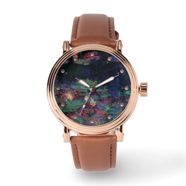 スイリーグリーンポンドクロードモネダークフローラ 腕時計 (正面)