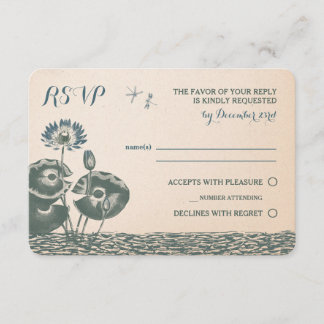 スイレンおよびトンボRSVPの招待状 出欠カード