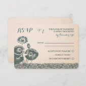 スイレンおよびトンボRSVPの招待状 出欠カード (正面/裏面)