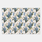 スイレンとサンザシの花の模様 ラッピングペーパーシート (正面2)