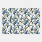 スイレンとサンザシの花の模様 ラッピングペーパーシート (正面)