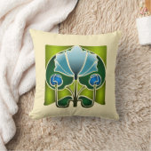 スイレンのステンシル枕 クッション (ブランケット)