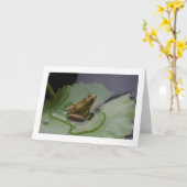 スイレンの浮いている葉のカエル カード (黄色い花)