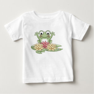 スイレンの浮いている葉のカエル ベビーTシャツ