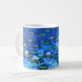 スイレンの絵画、花の芸術、花 コーヒーマグカップ (正面左)