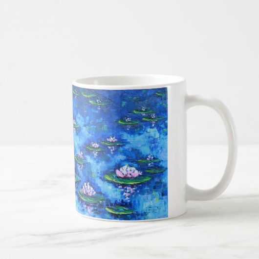 スイレンの絵画、花の芸術、花 コーヒーマグカップ (右)
