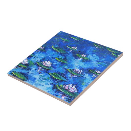 スイレンの絵画、花の芸術、花 タイル (側面)