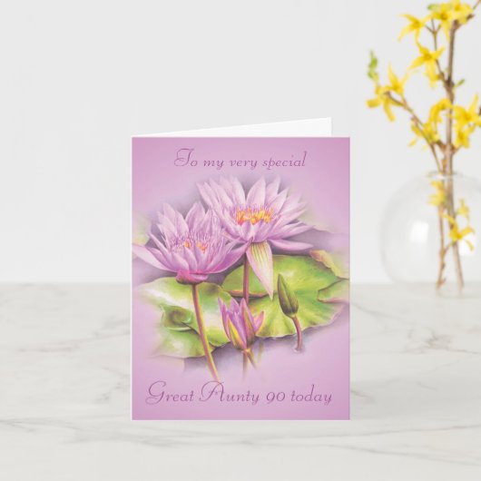 スイレンの花の素晴らしい伯母さん90のバースデー・カード カード (黄色い花)