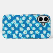 スイレン模様、ターコイズ、青と白 Case-Mate iPhoneケース (裏面 (横))
