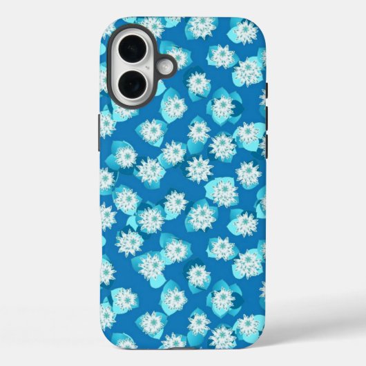 スイレン模様、ターコイズ、青と白 Case-Mate iPhoneケース (裏面)