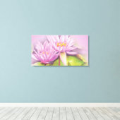 スイレン紫色の花フローラキャンバス長いプリント キャンバスプリント (インサイチュ (ウッドフロア))