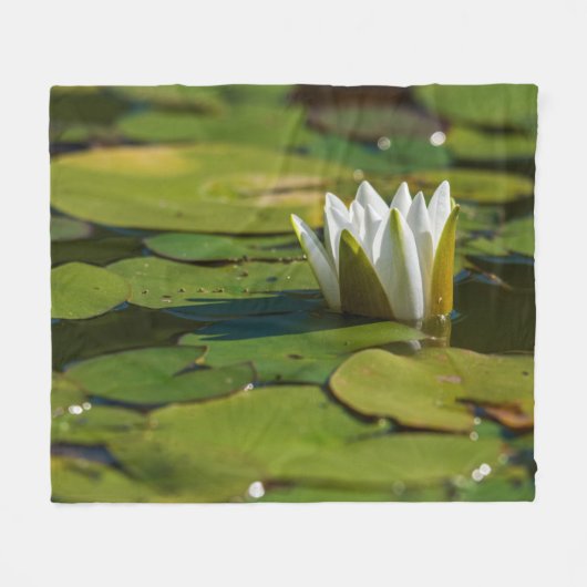 スイレン花 フリースブランケット (正面(横))