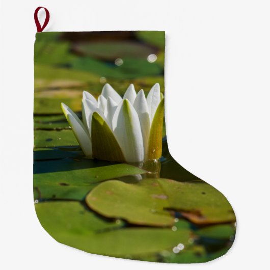 スイレン花 ラージクリスマスストッキング (正面)
