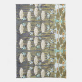 スイレン，トンボ，マーシュアールヌーボー キッチンタオル (縦)