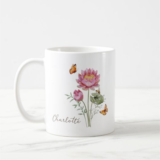 スイレン 誕生月のお花 コーヒーマグカップ (左)