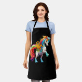 スインガー逆さまにパイナップルマジカルユニコーン雨 エプロン (着用した状態)