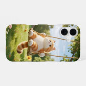 スイングするかわいい猫のスマホケース  iPhone 16ケース (裏面横)